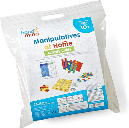 hand2mind Take Home Math Manipulatives Kit for Kids Grade 6-8, with Algebra Tiles, Build-A-Grid, Two Color Counters, Color Tiles and Coordinate Pegboared (Single Kit)