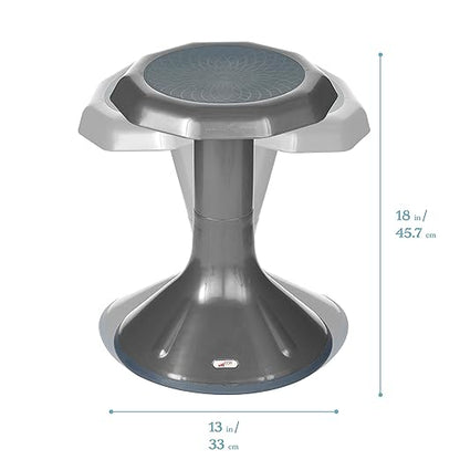 ECR4Kids ACE Active Core Engagement Wobble Stool, 18-Inch Seat Height, Flexible Seating, Grey