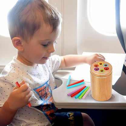 Montessori Toys for 1-3 Year Old, Travel Toys for Toddlers Wooden Color Sorting Stacking Toy for 18+ Month Old Boys Girls Learning Gift for 2-4 Year Old Kids Birthday Easter Basket Stuffers
