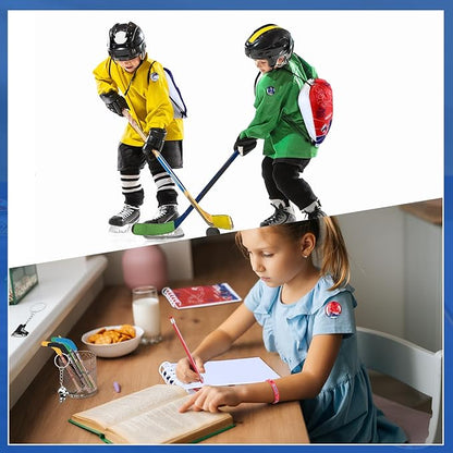 Paterr 102 Pcs Hockey Party Favor Supplies Set Include Hockey Drawstring Bags Silicone Bracelets Badge Buttons Spiral Notebooks Hockey Pencils and Erasers Bookmarks and Stickers for Hockey Gifts