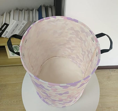 19.7 Inch Round Butterfly Pattern Laundry Clothes Hamper Laundry Basket with Handles,Storage Organizer Bins Laundry Gift Basket for Room, Bedroom Decor