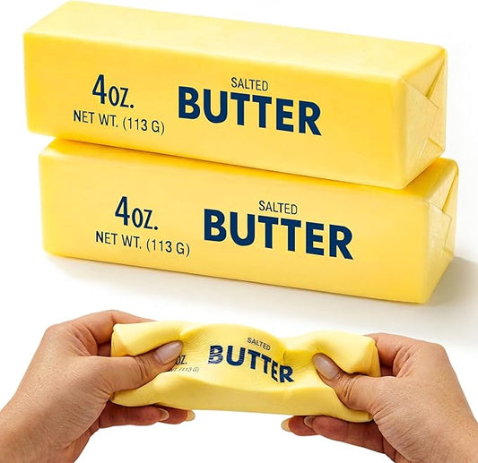 2 PCS Slow Rising Butter Squishy Toys, Soft Squeeze Stress Relief for Office and Home, Sensory Fidget for Anxiety Relief and Focus, Yellow