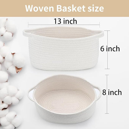 Happyiren Cute Woven Burr Basket with Handle, Baskets for Gifts Empty, Gift Baskets for Graduation Birthday Wedding Baby Shower, Storage Organizer Container for Nursery, 13" D x 8" W x 6" H