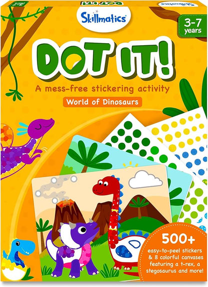 Skillmatics Art Activity - Dot It Dinosaurs, No Mess Sticker Art for Kids, Craft Kits, DIY Activity, Gifts for Boys & Girls Ages 3, 4, 5, 6, 7, Travel Toys for Toddlers