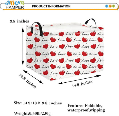 NTAOHAMPER Rectangular Storage Basket Empty,Storage Bin with Handles,Room Decor,Gift Basket,Book Box(Heart)