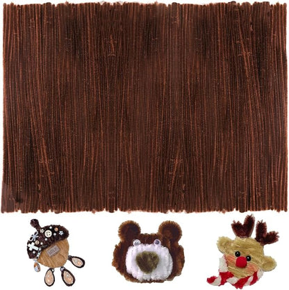 200pcs Pipe Cleaners, Pipe Cleaners for crafts, Craft Supplies Chenille Stems for Art&Craft Christmas DIY projects(12inch*6mm,Brown)