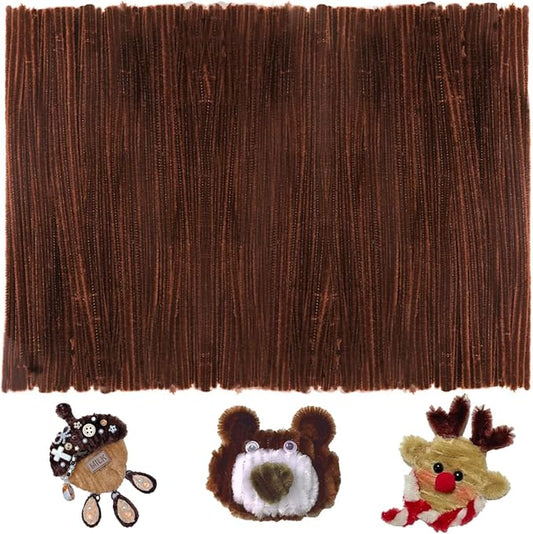200pcs Pipe Cleaners, Pipe Cleaners for crafts, Craft Supplies Chenille Stems for Art&Craft Christmas DIY projects(12inch*6mm,Brown)