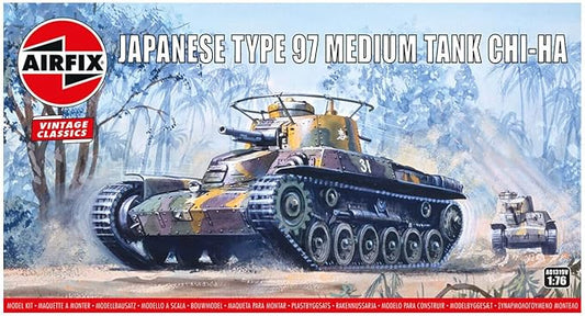 Airfix Model Tank - A01319V Type 97 Chi Ha Japanese Tank, Plastic Model Kits for Adults & Kids 14+, 1:76 Scale, Skill Level 2, WW2 Theme Military Models, World War 2 Tanks