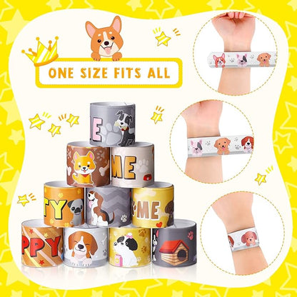 40 Pieces Puppy Party Supplies Dog Cat Slap Bracelets Sweet Cats You Are Paw Some Bracelets for Kids Pet Party Decorations Paw Print Snap Wristbands for Pet Theme Party Birthday Dog Party Favors (Dog)