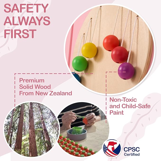 Monläurd® Hippo Montessori Educational Activity Cube, Sensory Wall Toys for Daycare and Playroom Furniture, Interactive Wooden Learning Toys for Boys and Girls 6M+