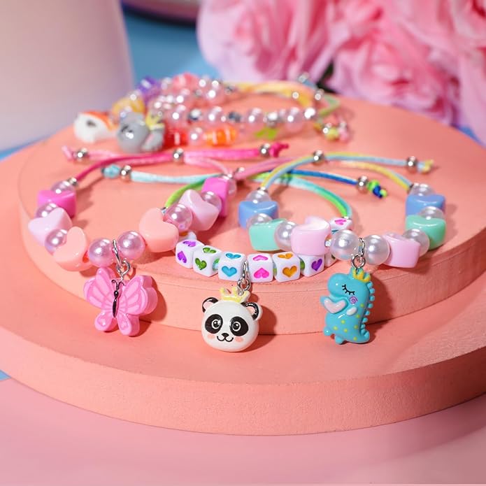 PinkSheep Friendship Bracelets Little Girl Jewelry, 12PCS Girls Bracelets for Kids, Baby Adjustable Multicolor Woven Pretend Play Bracelet Bulk Bracelet