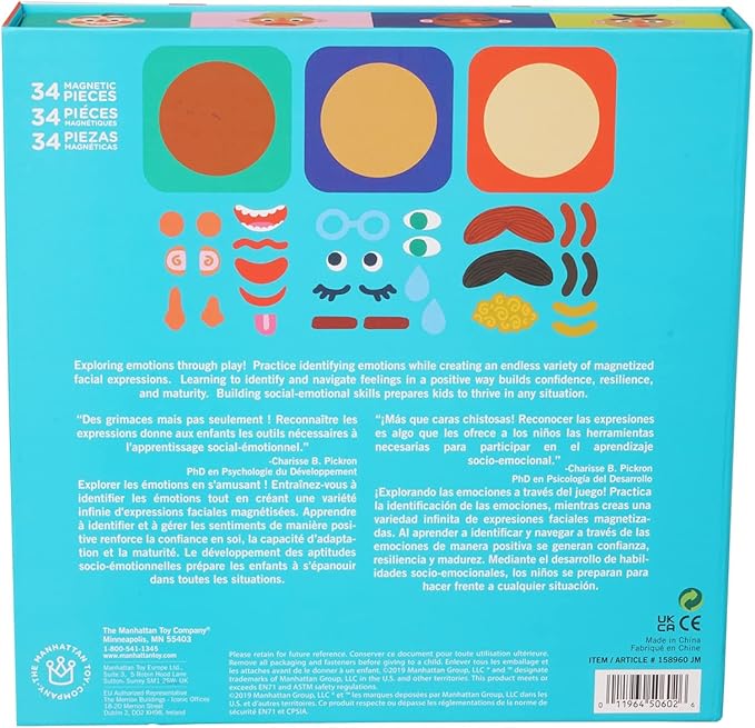 Manhattan Toy Making Faces 34-Piece Bilingual Emotion Toy for Kids 3 Years and Up for English and French Learning