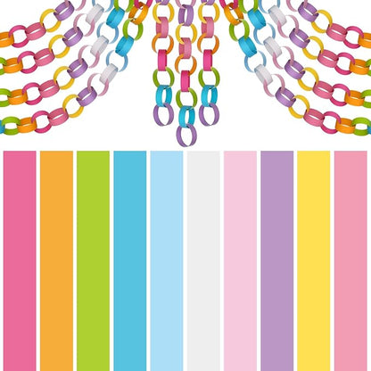 CHRORINE 600 Pcs Easter's Day Paper Chains Colored Paper Strips for Festival Party Decorations DIY Crafts Supplies (Easter Colors, 1 x 7.08 inches)