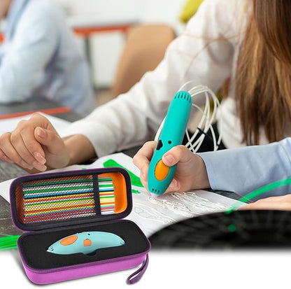 Case Compatible with 3Doodler Start+ Essentials for 3D Pen Set for Kids, Storage Organizer Carrying Holder Fit for Printing Pens, Plastic Refill Blister, Micro-USB Charger (Box Only)-Orange inner