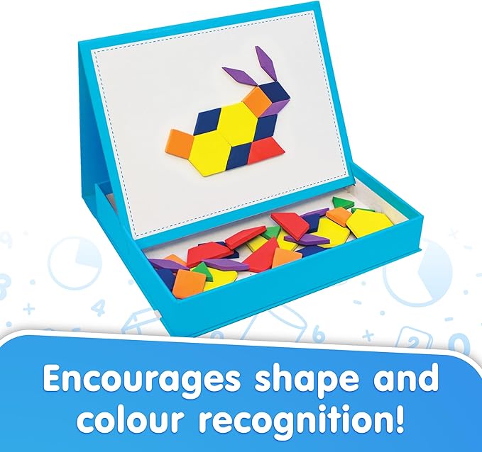 Junior Learning Rainbow Pattern Blocks, Magnetic, Assorted Colors, 100 Pieces