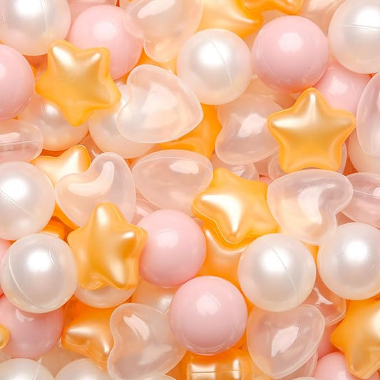 GOGOSO Ball Pit Balls,Plastics Balls for Ball Pit, Stars Hearts Shape for PastelBall for Toddlers Kids