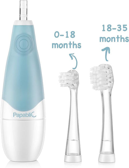 Papablic BabyHandy 2-Stage Baby Sonic Electric Toothbrush for Babies and Toddlers Ages 0-3 Years