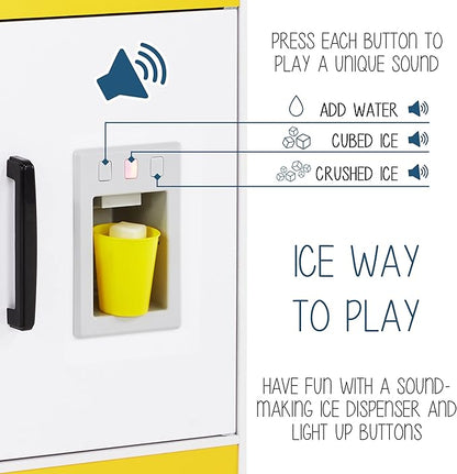 Lil' Jumbl Double-Sided Restaurant Playset for Kids, Wooden Pretend Diner Set, Kitchen Set with Cash Register, Burners, Faucet & Dispenser are Battery Operated and Make Realistic Sound & Light