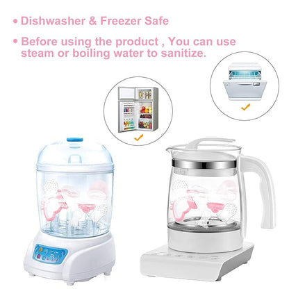 Baby Fruit Feeder with Mini Freezer Tray, Baby Teethers, Breastmilk Popsicle Molds for Baby Teething Relief, Silicone Fresh Food Feeder for Safe Infant Self Feeding (Pig Pink)