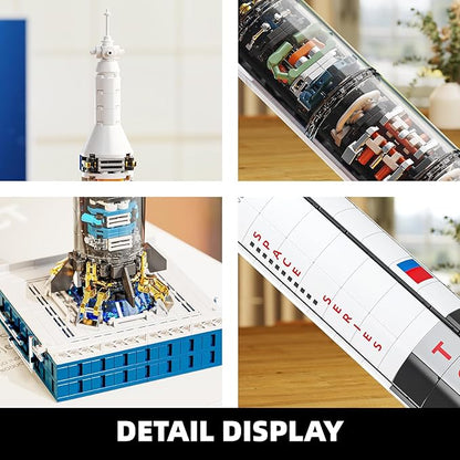 TYCOLE Space Rocket Building Toy Set,Translucent Design Spacecraft Building Block Kit,Spaceship Collectors Building Set with Launch Stand,Christmas Birthday Gift for Adults and Kids 8+(846PCS)