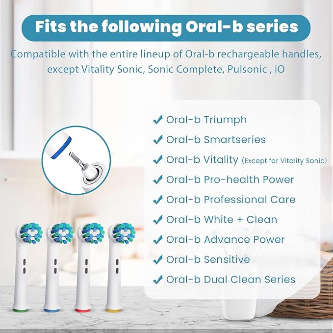 GENKENT 4 Pack Replacement Toothbrush Heads Compatible with Oral B Braun Professional Electric Brush Heads