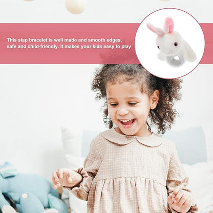 Abaodam Animal Slap Bracelet Rabbit Slap Bracelet Plush Bunny Stuffed Animal Hugger Snap Wristband for Kids Birthday Party
