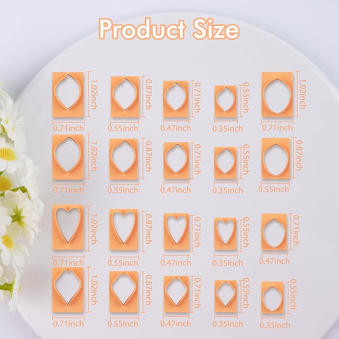 Puocaon Petal Polymer Clay Cutters - 20 Pcs Petal Clay Cutters for Polymer Clay Earrings, 30 Pcs Pistil Brass Charms 4 Petal Texture Clay Molds for Polymer Clay Jewelry, Flower Clay Jewelry Supplies