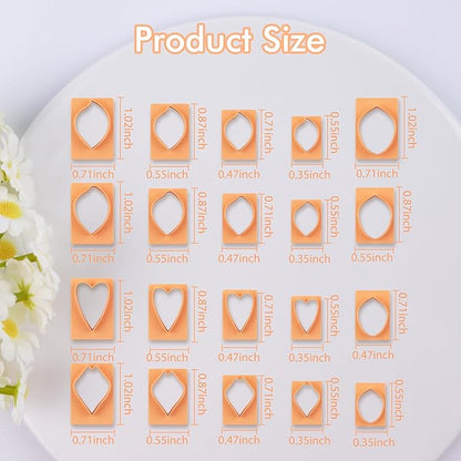 Puocaon Petal Polymer Clay Cutters - 20 Pcs Petal Clay Cutters for Polymer Clay Earrings, 30 Pcs Pistil Brass Charms 4 Petal Texture Clay Molds for Polymer Clay Jewelry, Flower Clay Jewelry Supplies