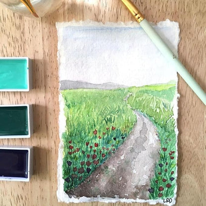 50 Sheets - Rough/Textured Watercolor Paper - 9.5 X 12.5 inches(150GSM) - Handmade/Deckle Edge Paper Made from Virgin Egyptian Cotton - Off-White by Leather Village