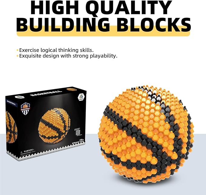Basketball Building Block Set, Adults challenging STEM Block Decorations, Miniature 3D Educational Toys for Ages 14 and Above, (579 Pieces)