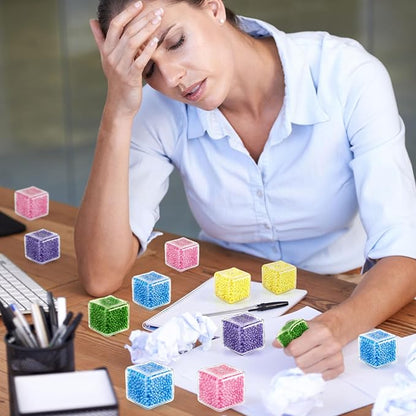 Hooqict 20Pcs Stress Cube Squishy Stress Balls Ice Cube Fidget Sensory Squeeze Toys Mini Squishies Squishy Cube for Kids Teen Adults Stress Relief Classroom Home Office