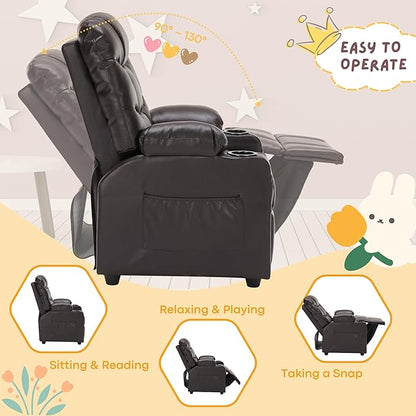 Marshmallow Larger Kids Reclining Chair Leather Recliner Sofa Children Ages 3-12