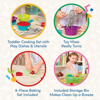Battat – Pretend Cooking Set – Plastic Kitchen Toys – Play Dishes & Utensils-Toddler Cooking Set – 3 Years + (21 Pcs)