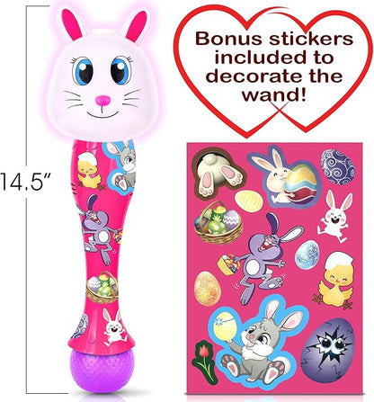 ArtCreativity Easter Bunny Bubble Wand (2 Pack), Easter Basket Stuffers for Toddler, 14" Light Up Automatic Bubble Maker with LED & Music, Bubbles for Kids, Toys for Toddlers 1-3