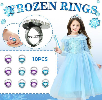110Pcs Snowflake Birthday Party Favors Supplies kids Girl Winter Party Decorations Set Include Stickers, Hair clips, Necklaces, Rings, Hair Ties, Hair clips, Bracelets