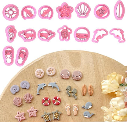 Dacmern 16PCs Summer Polymer Clay Cutters for Earring Making, Ocean Animal Clay Earring Cutters Set, Polymer Clay Earrings Tools and Kits for Clay Jewelry Making