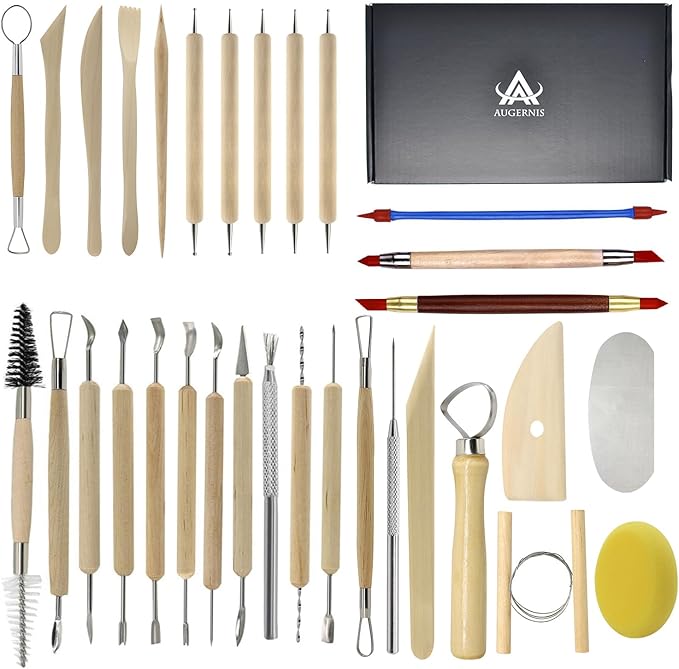 Pottery Sculpting Tools 32PCS Ceramic Clay Carving Tools Set for Crafts Polymer Clay Club,Dotting,Modeling,Shaping Trimming,Hobbyists,Artists