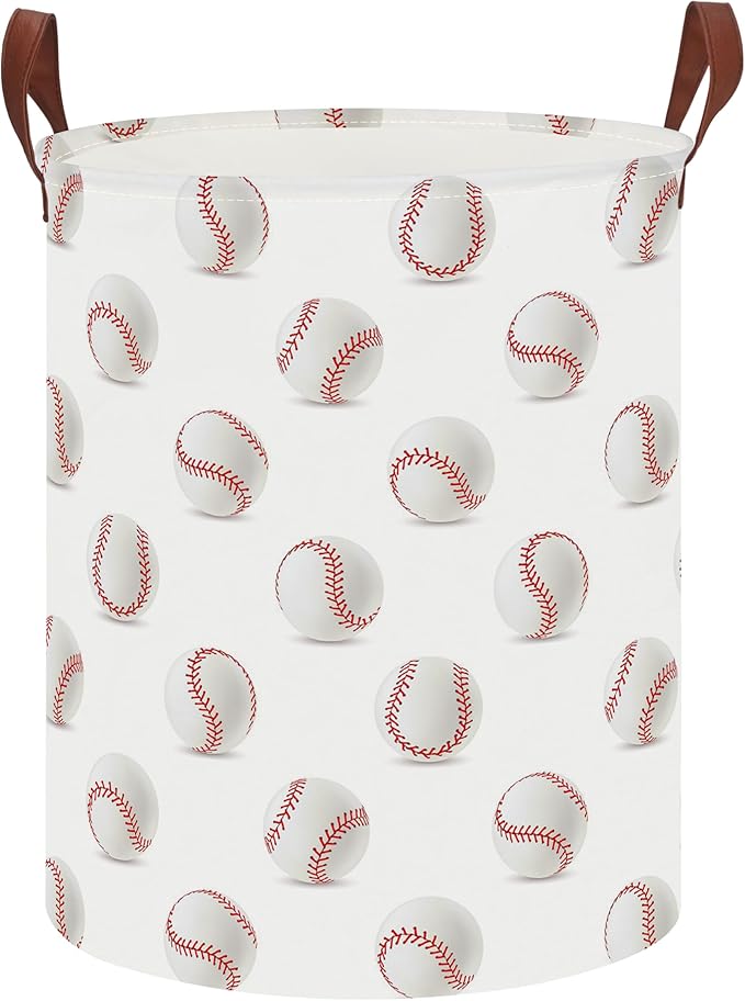 CLOCOR Kids Laundry Basket,Waterproof Baby Boys Nursery Hamper,Collapsible Fabric Storage Container,Toys Bin,Room Decor,Gift Basket（Baseball