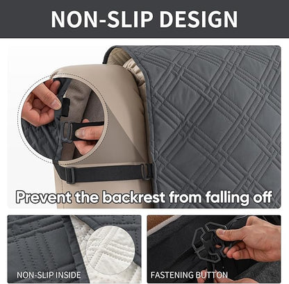 Easehomey 100% Waterproof Recliner Chair Covers, Non Slip Dog Chair Cover Furniture Protector Washable Chair Cover with Pocket, Elastic Straps for Kids,Pets,Dogs (Dark Gray, 23.6")