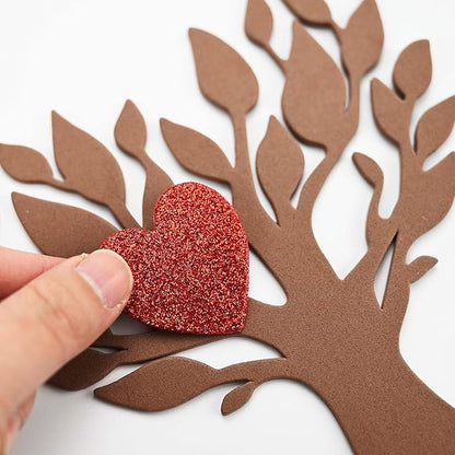 24 Sets DIY Valentine's Day Foam Tree Crafts Kits Decorations Self Adhesive Heart Sticker Love Heart Letter Shiny Sticker for Kids Party Favors Fun Classroom Home Activities