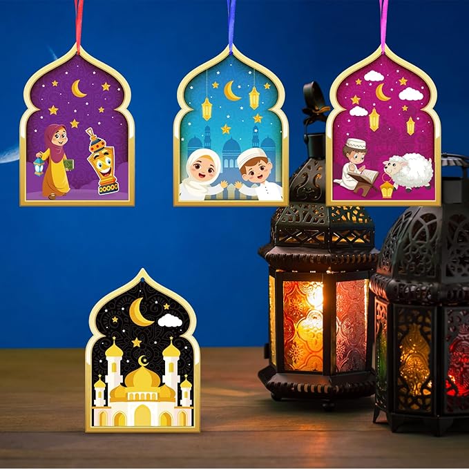 Fennoral 48 Pack Ramadan Crafts for Kids Make You Own Ramadan Foam Sticker Ornaments DIY Arts and Crafts for Kids Girls Boys Art Project Eid Mubarak Kareem Mosque Decoration
