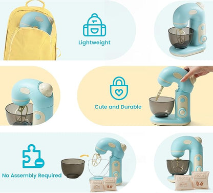 ROBOTIME Pretend Play Kitchen Appliances Toy, Toy Food for Kids Mixer Toy with Realistic Light and Sounds, Play Kitchen Accessories Set for Kids Ages 3+, Pretend Kitchen Toys for Boys and Girls