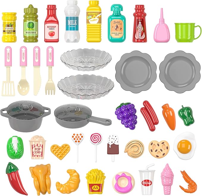 Pretend Play Kitchen Toy for Girls Age 3 4 5 6 7 8 - Toy Kitchen Accessories Food Toy for 3 4 5 6 Years Old Girls, Cutting Food Toy, Pretend Play for Toddlers 3-5, Girls Gifts Cooking Toys