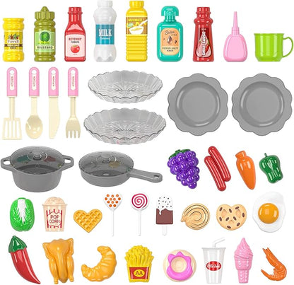 Pretend Play Kitchen Toy for Girls Age 3 4 5 6 7 8 - Toy Kitchen Accessories Food Toy for 3 4 5 6 Years Old Girls, Cutting Food Toy, Pretend Play for Toddlers 3-5, Girls Gifts Cooking Toys