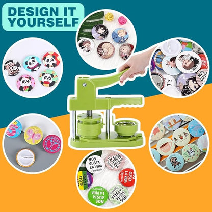 Button Maker Machine 58mm - (3rd Gen) Installation-Free 58mm(2.25in) DIY Pin Badge Button Maker Press Machine Badge Punch Press with Free 100pcs Button Parts&Pictures&Circle Cutter&Magic Book