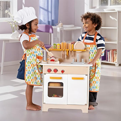 Hape Gourmet Kitchen Kid's Wooden Pretend Play Kitchen Set |Sink, Stove, Baking Oven, Cabinet, Turnable Knobs & Spice Shelf