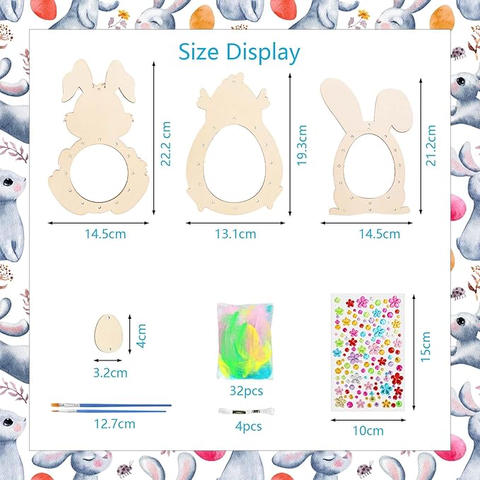 Fennoral 5 Pack Easter Dream Catcher Craft Kit for Kids Paint You Own Bunny Chick Dream Catcher Ornament DIY Coloring Wooden Easter Art and Craft for Art Activity Project Easter Decoration