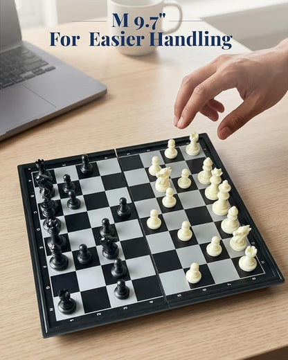 Travel Chess Set Magnetic Portable Folding Chess Board (Medium / 9.7 Inch)
