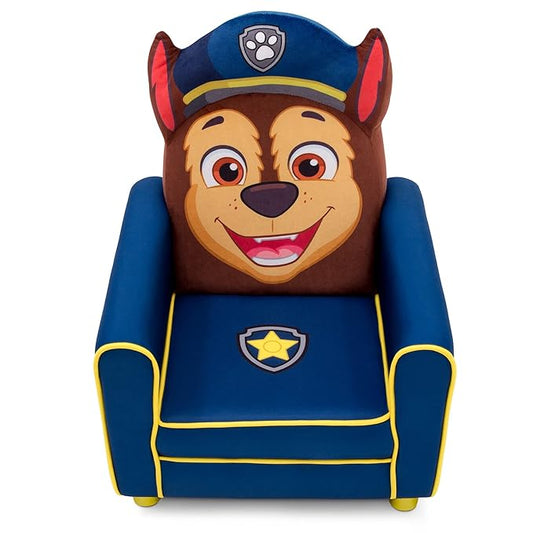 Delta Children Figural Upholstered Kids Chair, Nick Jr. PAW Patrol Chase,Wood, Blue