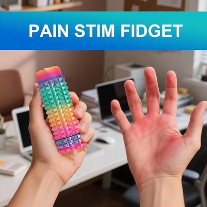 2PCS 5 in 1 Little Ouchies Fidget Toys Adults, Pain Stim Fidgets with Button Clicks Spinners,Sensory Toys for Anxiety Stress Reduction,Portable Stress Relief Spiky Fidget Keychain